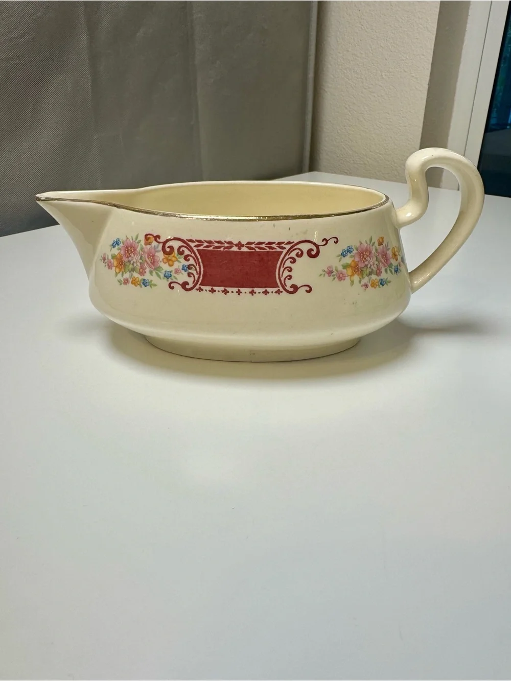 Homer Laughlin Cream Ceramic Serving Platter with Green Backstamp- From 1936
